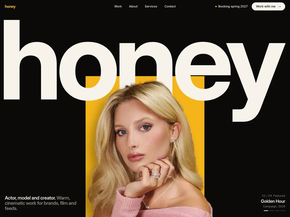 Honey website, home page