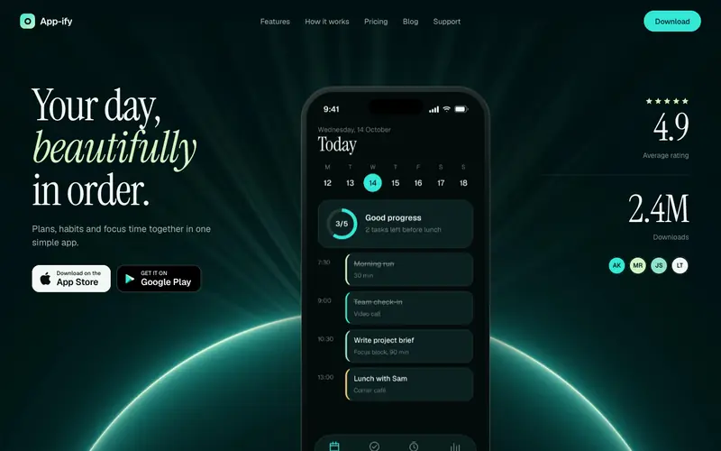 App-ify template, home page