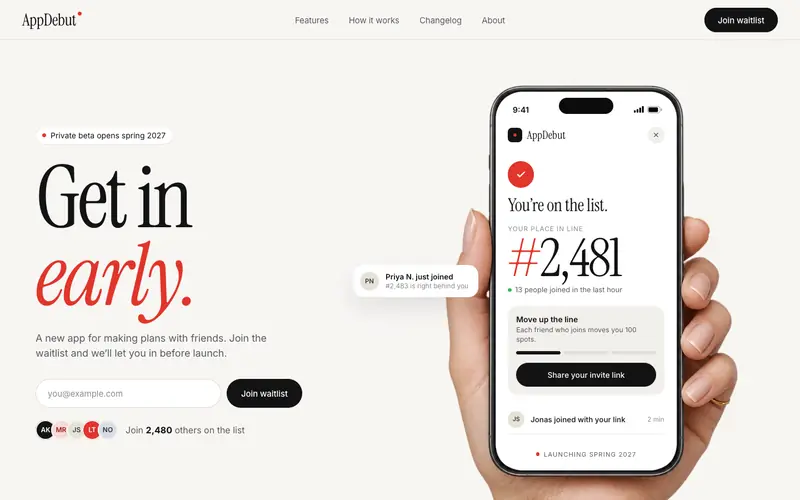 AppDebut template, home page