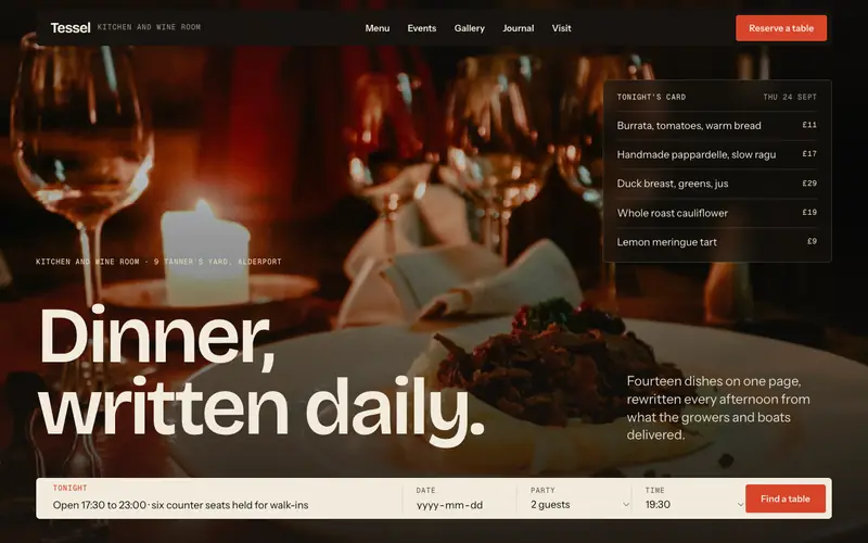 Bistrocarte template, home page