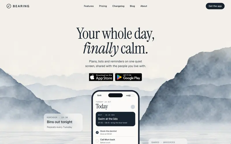 Calmday template, home page