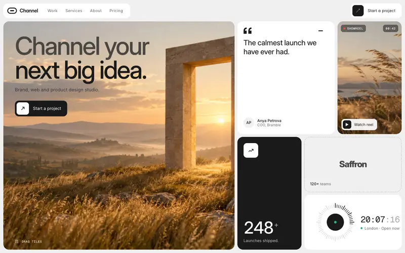 Channel Studio template, home page