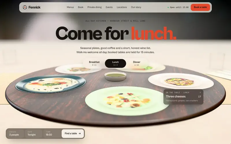 Dinnerturn template, home page