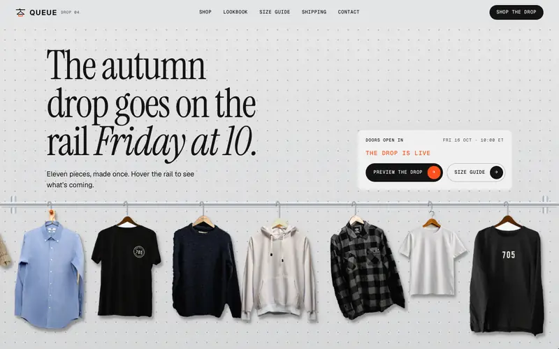 Dropwear template, home page