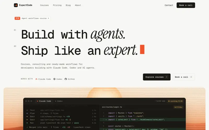 ExpertCode template, home page