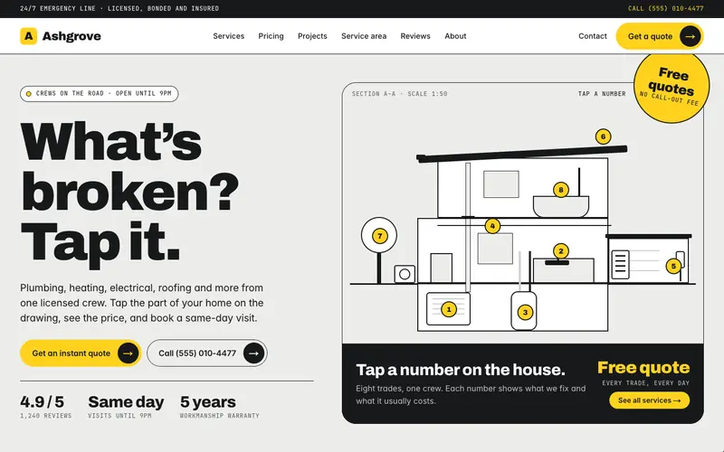 Housecrew template, home page