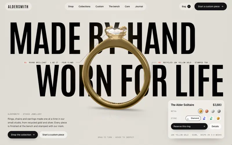 Jewelwright template, home page