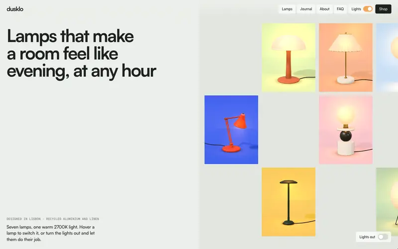 Lampyard template, home page