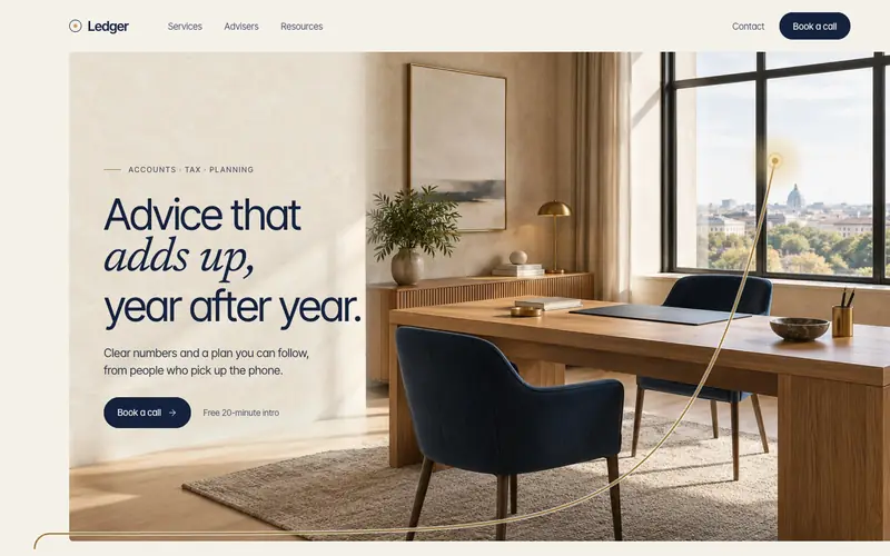 Ledger Wealth template, home page