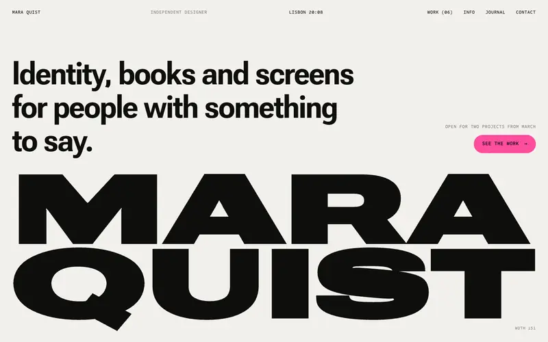 Mara Quist template, home page
