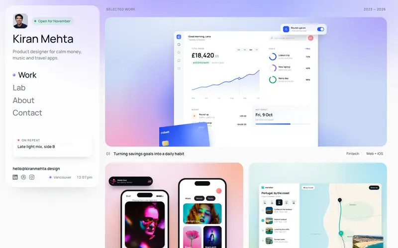 MinimalFolio template, home page