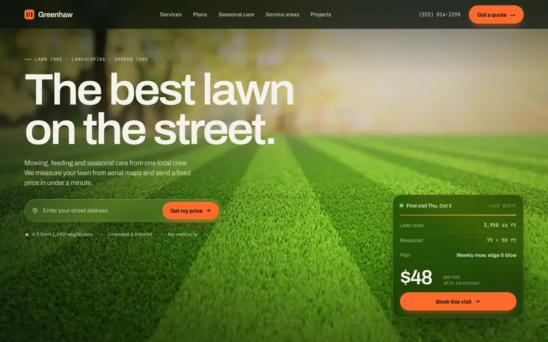 Mowline template, home page