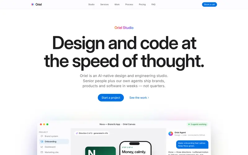 Oriel Simple Studio template, home page