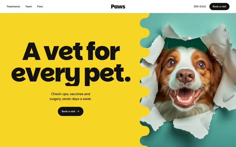 Paws Clinic template, home page