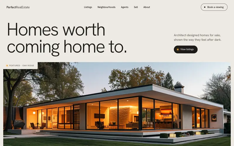 PerfectRealEstate template, home page