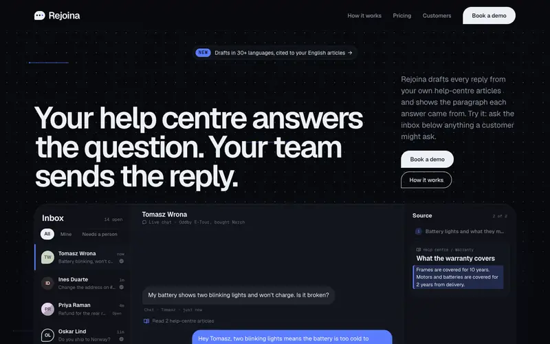 Rejoina template, home page