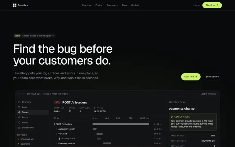 Saasnoir template, home page