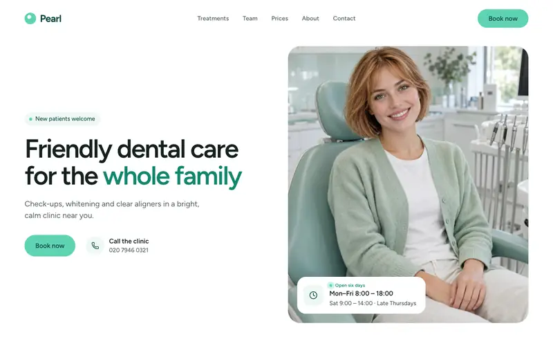 SimpleDentist template, home page