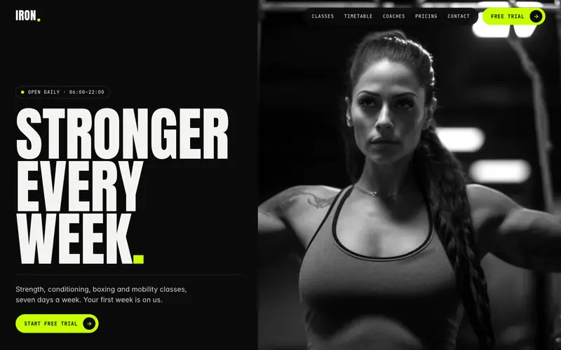 SimpleGym template, home page