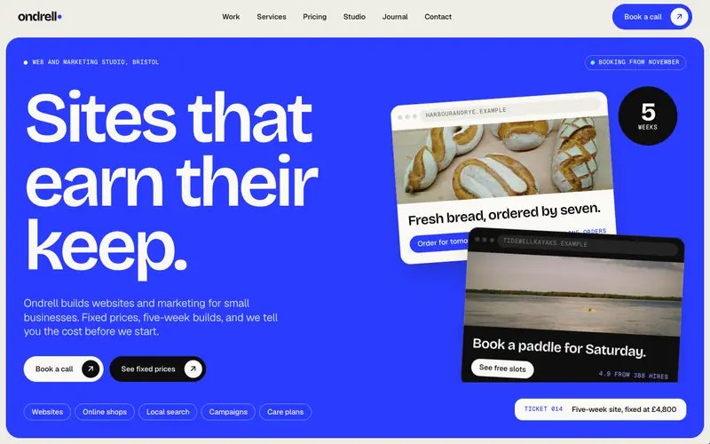 Sitebench template, home page