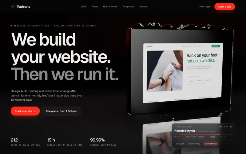 Siterun template, home page
