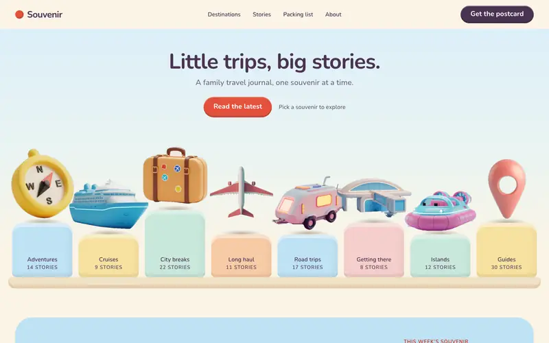 Souvenir template, home page