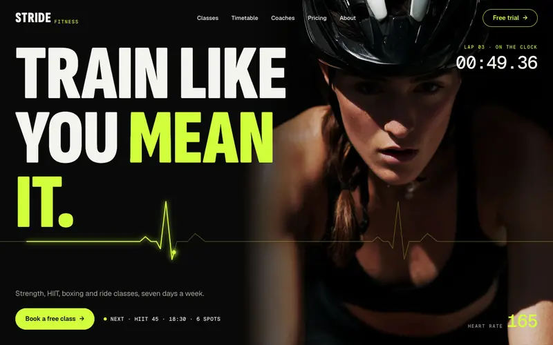 StrideFitness template, home page