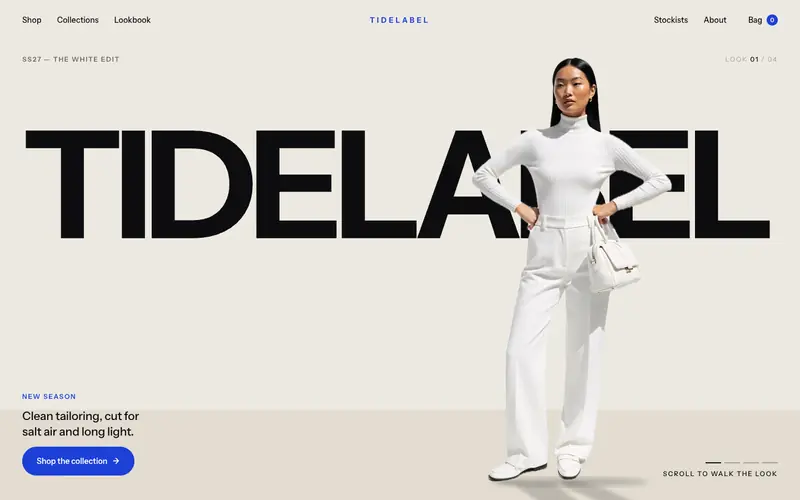 TIDELABEL Shopify template, home page