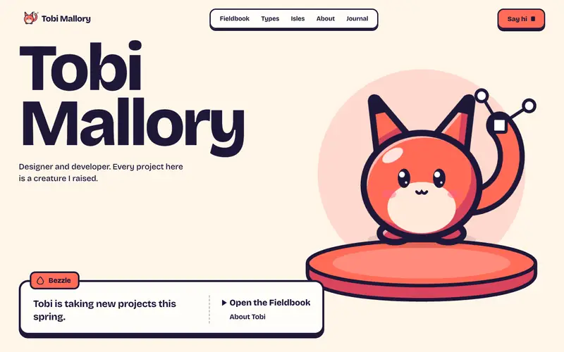 Tobi Mallory template, home page