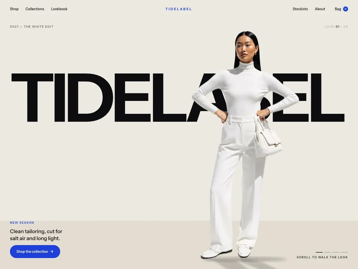 TIDELABEL website, home page