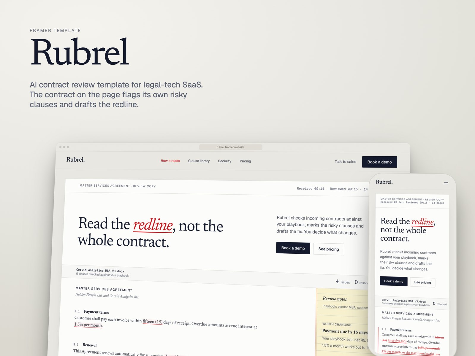 Rubrel template, view 1